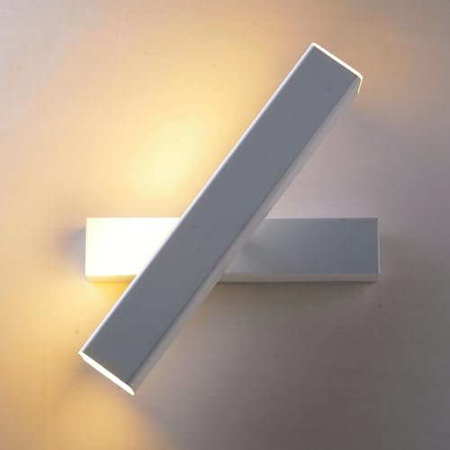 Chrasy Applique da Parete Interno Moderno Lampada da Parete a LED 12W Bianco Calda Lampada a Muro per Decorazione in Ferro Struttura in Metallo Lampada da Parete a LED Luce (Bianco)