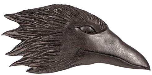 Windalf Vikings Wandbild Munin 33 cm Odins Schwarzer Rabe Wandrelief Nordische Mythologie Handarbeit aus Holz rechts schauend