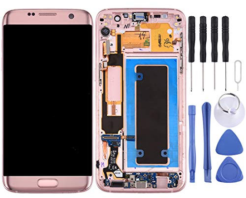 Piezas de la pantalla LCD Pantalla LCD Touch Digitizer Ensamblaje completo, reemplazo de pantalla para Samsung Galaxy S7 Edge / G935A con marco y tablero de puertos de carga y botón de volumen y botón