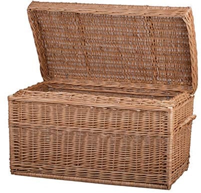 e-wicker24 Weidenkorb zur Aufbewahrung von Gegenständen und als Wäschekorb oder Spielzeugkorb geeignet Wäscheschrank Truhe für Wäsche Wäschepuff aus Weide geflochten Schrankkoffer (Natur)