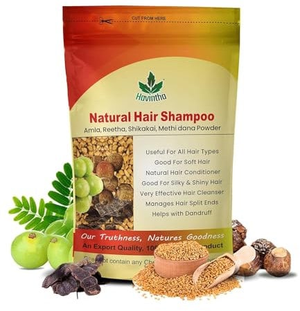 Havintha natural Haar shampoo mit amla, reetha, shikakai und methi dana (advanced shampoo) - 227g