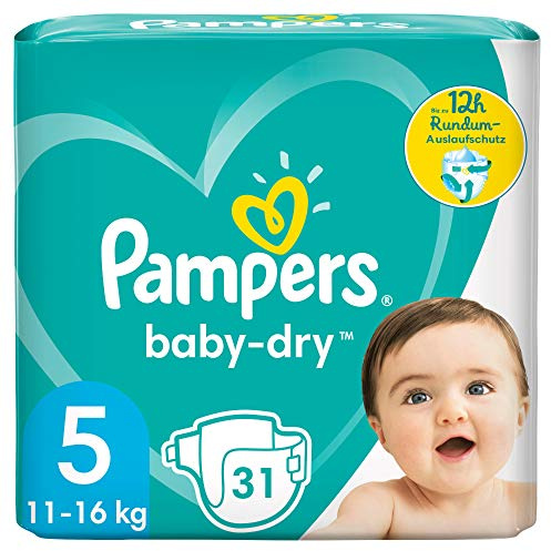 Pampers Baby-Dry Größe 5, 31 Windeln, bis zu 12 Stunden Rundumschutz, 11-16kg, 887 g