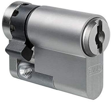 EVVA MCS Halbzylinder mit 3 Schlüssel + Sicherungskarte, Hochsicherheits-Zylinderschloss, Schließanlage, Magnet-Code System, Länge A:82 mm