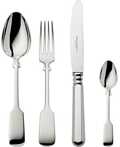 Robbe & Berking Alt-Spaten 4 TLG. Menübesteck (150 g massiv versilbert)