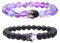 UEUC Paar Distanz Armbänder mit CZ Crown King & Queen Seine Freundschaft Schwarz Matt Achat Stein 8mm