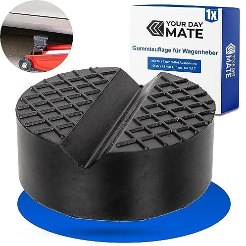 Supporto universale in gomma, a parallelepipedo per martinetto, supporto 65 x 25 mm con taglio a V 15 x 7 mm, per tutte le auto fino a 3.5 tonnellate, blocchetto antiscivolo per cric di manovra