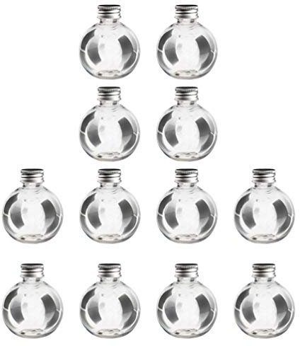 HEALLILY 25Pcs 150Ml Bouteille Transparente en Forme D'ampoule Bouteille à Boule Claire Pot de Bonbons Bouchon à Vis Bouteille Vide Bouteille à Bille Remplissable Récipient à Ampoule Ronde