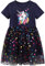 Baogaier Mädchen Pailletten Kleid Einhorn Kleider Sommer Baumwolle Kurzarm Navy Blau Glitzer Drucken Gr. 104-110 Shirtkleid Sommerkleid Tüll Rock Alltag Ballkleid Geburtstag Kinder 4-5 Jahire