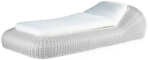 Casa Padrino Luxus Gartenliege Weiß/Weiß 238 x 100 x H. 50 cm - Handgewebte Wetterbeständige Liege - Moderne Poolliege - Garten Möbel - Hotel Möbel