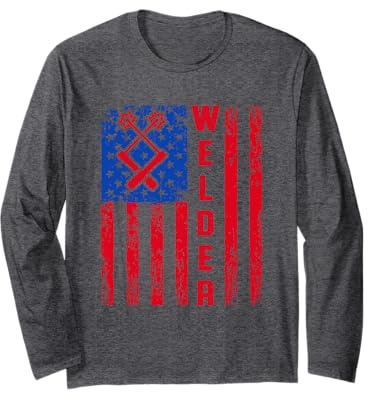 American Flag Welder Engineer Patriotic Engineering Welding Long Sleeve T-Shirt