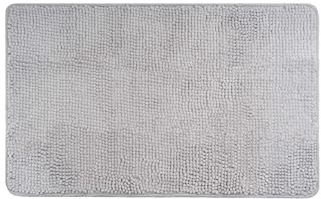 fluffy® Badteppich aus Chenille mit Rutschfester Unterseite (50 x 80 cm, Grau)