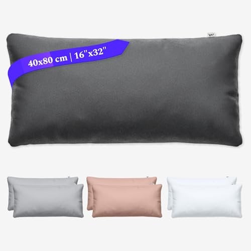 Wolkenfeld Kissenbezug 40x80 Anthrazitgrau - kuschelig weich & bügelfrei - Superweicher Kopfkissenbezug - Kissenhülle mit verdecktem Reißverschluss