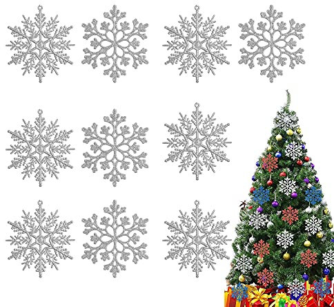 36 Stück Schneeflocken Weihnachtsbaum Deko, Aufhängen Schneeflocken Glitter Schneeflocke Kunststoff Weihnachten Schneeflocke Ornamente Schneeflockendekoration Für Weihnachtsdeko Fensterdeko