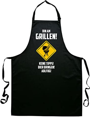 tradercat grillschürze für männer BIN AM GRILLEN KEINE TIPPS BIER BRINGEN ABFLUG grillschürze für männer lustig aus Baumwolle, die perfekte grill schürze für papa als vatertagsgeschenk grillschürze