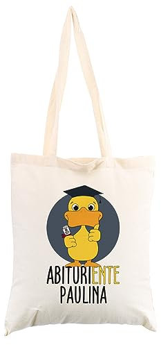 Herz & Heim® Abiturgeschenk 2025 Beutel personalisiert Naturweiß, AbituriENTE