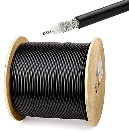 Superbat Cable Coaxial RG58 30m Negro Cable RF Coaxial de 50ohm Cable de Baja Pérdida Compatible con Conector Fakra/SMA/BNC/TNC/N/UHF para Antena Radio CB/Ham Router WiFi etc.