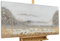 KunstLoft Leinwandbild | 100% HANDGEMALT | 120x60cm | Gemälde 'Mountains in Fog' | Landschaften | Grau Beige | Wandbild Wohnzimmer