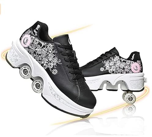 Skor med hjul, rullskor, skateboardskor, barnskor med hjul, rullskridskor, sportskor, löparskor, sneakers med hjul för flickor och kvinnor