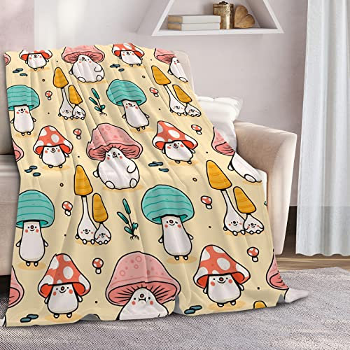 Pilzdecke, Pilzgeschenke für Frauen, weicher Fleece-Flanell-Pilz-Überwurf, Decke, 127 x 101,6 cm, niedliche Pilzkopfdecke, Geschenke für Pilzliebhaber, Couch, Bettwäsche, Wohnzimmerdekoration