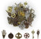90 STÜCKE Verschiedene antike Steampunk-Zahnräder Vintage-Skelett-Charms-Anhänger gemischt für Halsketten-Armband-Schmuckherstellungszubehör (Bronze und Silber, gemischte Farbe)