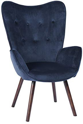 FurnitureR Nordic Moderner Schlichter Sessel Loungesessel Samt Akzentstuhl für Schlafzimmer Wohnzimmer Büro Lounge Empfang Blau