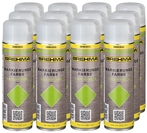 BREHMA 12x Markierungsspray Forstspray Markierungsfarbe leuchtgrün 500ml