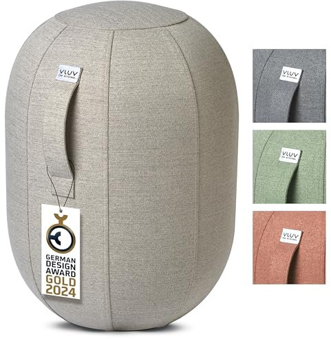 VLUV® KAPSUL SOVA Balance-Kapsel [Atmungsaktiv mit Tragegriff und Wegrollschutz] Waschbarer Stoffbezug | Ergonomischer Hocker | Schreibtischhocker | Wackelhocker | Sitzball Büro Ergonomisch