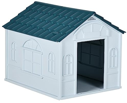 PawHut Niche d'extérieur en PP Blanc pour Chiens de Petite et Moyenne Taille - 65 x 75.7 x 63 cm