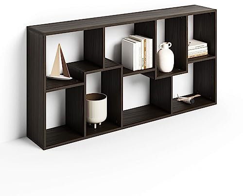 MOBILI FIVER, Bücherregal XS Iacopo (160,8 x 80 cm), Nussbaum Dunkel, Made In Italy