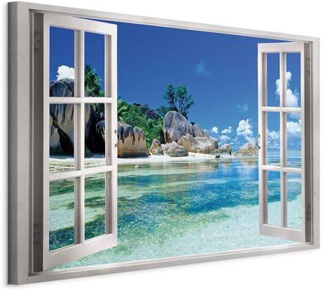 murando - Akustikbild Meer tropische Insel, Schallschutz, Wohnzimmer, Büro | Verbessert Raumakustik, reduziert Hall, ideal fürs Büro oder Wohnzimmer, hochwertige Verarbeitung, schnelle Montage, stilvoll