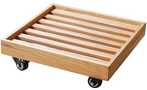 LIMKOO Soucoupes en Pot pour Plantes Plante Caddy Fleur intérieur et extérieur Plat Plateau Maison Chariot Plante Plante Plante Bois carré Solide Fleur Pot Soucoupe de Jardinière (Color : B)
