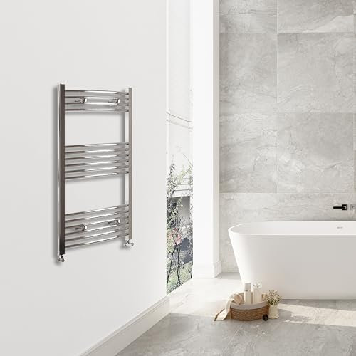 SKY BATHROOM 1000x400mm(HxW) Chrome Curved Center Heated Towel Track Heated Towel Radiator