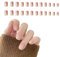 48 Stück Press on Nails Kurz,Almond Nude Gradient White Fake Nails Full Cover Kunstnägel mit Nagelkleber,Mandel Farbverlauf Weiß Acryl Künstliche Fingernägel für Frauen & Mädchen