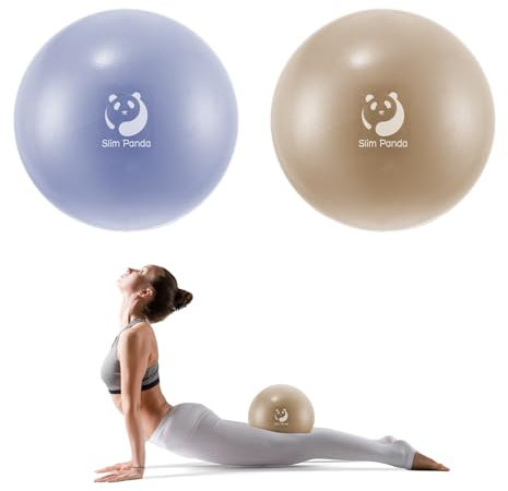 Slim Panda Gymnastikball Klein, 23 cm Pilates Ball mit Aufblasbarem Strohhalm, Soft Yoga Ball für Senioren Therapie, Hause, Fitness, Balance Training(Hellviolett + Roségold)