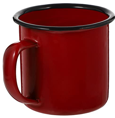 Amosfun Emaille-Campingbecher Tee- Und Kaffeebecher Trinkbecher Aus Metall Tragbar Vintage-Teetasse Emailleware Lagerfeuerbecher Mit Griff Für Outdoor Wandern Rucksackreisen Angeln