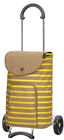 ANDERSEN Einkaufstrolley - Scala Shopper Eske gelb | mit Flüsterrädern, klappbar, aus Stahl, bis 40 kg - Tasche mit Kordelzug, Fronttasche, Reflektoren, 47 L