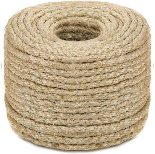 Sisal Rope for Cat Scratching Post Tree Tower Replacement for Repairing Recovering or DIY Scratcher (Natur, 4mm 50ft)