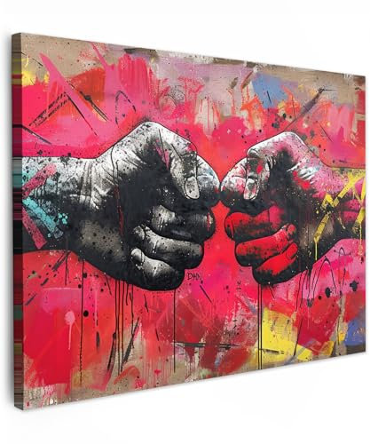 MuchoWow© Impression sur Toile Photo Peinture 40x30 cm Tableau Decoration Murale Chambre Salon Maison Deco Cuisine Street art - Mains - Graffiti - Art - Banksy