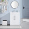 Yaheetech Bathroom Vanity Unit with Ceramic Basin, Bathroom Vanity Storage Cabinet with 2 Doors, Floor Standing Vanity Sink Cabinet, White