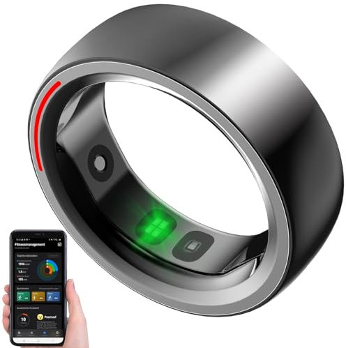 Newgen Medicals Fitness-Tracker Herren: Fitness-&Schlaftracker-Ring m. Herzfrequenz, Gr. 57, Versandrückläufer (Smart Ring, Fitnessring, Fernbedienung)