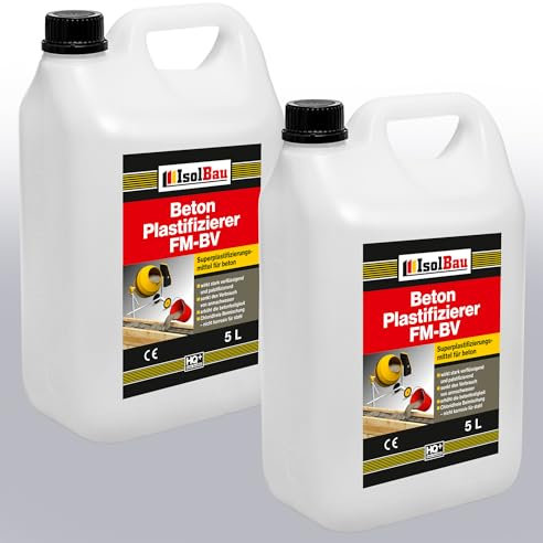 Isolbau Beton Plastifizierer FM-BV - 2 x 5 Liter, stark verflüssigend & plastifizierend – Betonverflüssiger Fliessmittel als Zusatzmittel für Estrich, Beton, Mörtel - Chlorfrei, keine Stahlkorrosion