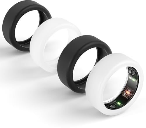 4 x Silikon-Ringabdeckung, kompatibel mit Oura Ring 4/Ring Gen 3/Ultrahuman, kratzfest, elastische Hülle, Fingerwickler für Damen und Herren, 2 x Schwarz + 2 x transparent, S für 4/5/6/7/8/9/10)