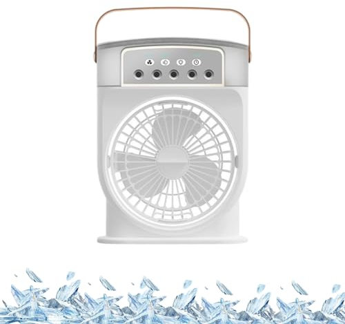 Portable Air Cooler Fan, Ice Fan Air Cooler, Freezecooling Fan with Ice Cooling System Blast Fan, Rechargeable Portable Mini Misting Fan Hat Blow Cold (Color : White)