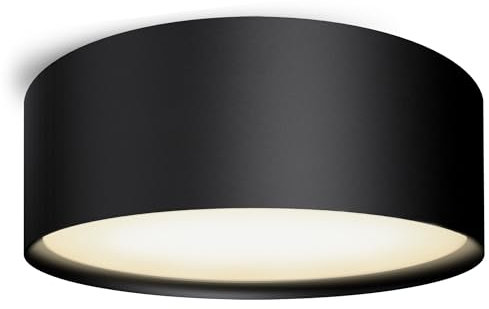SSC-LUXon Deckenleuchte LED rund 230V - Wohnzimmerlampe schwarz matt 20W warmweiß - moderne Beleuchtung für Küche, Flur, Büro