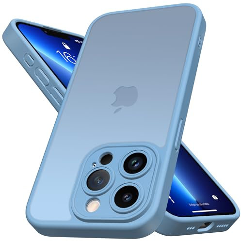 Mootobo for iPhone 13 Pro Case with Camera Lens Full Cover Protection, 10FT Military Grade Drop Protection Phone Case with Anti-Fingerprint Matte Back 6.1 inch - Blue