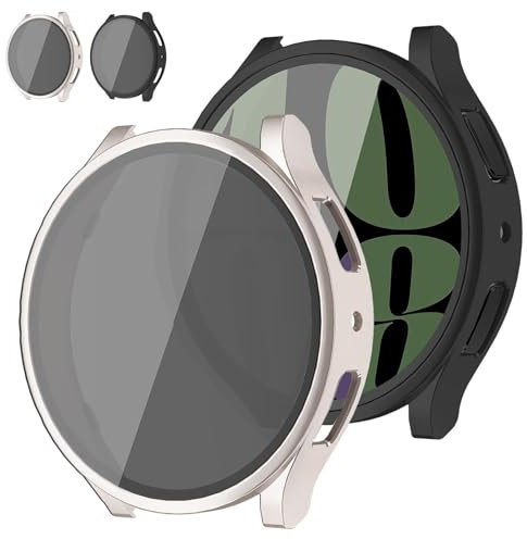 2 Pezzi Cover per Samsung Galaxy Watch 6 40mm,Custodia Rigida con Schermo Privacy in Vetro Temperato,Protezione Anti-Spionaggio, Custodia Protettiva Antiurto per Samsung Galaxy Watch 6