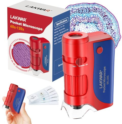 60x-120x Mini Taschen Mikroskop für Kinder Erwachsene, Tragbares Handmikroskop mit Objektträgern, Miniskop Taschenmikroskop für Kinder Kleine Wissenschaftler Studenten Erwachsene Schule Minilabsters