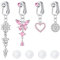 QSKISS Faux piercing de nombril - Rose - En acier chirurgical - Faux piercing d'oreille - Diamant - Papillon - Non piercing, Acier inoxydable