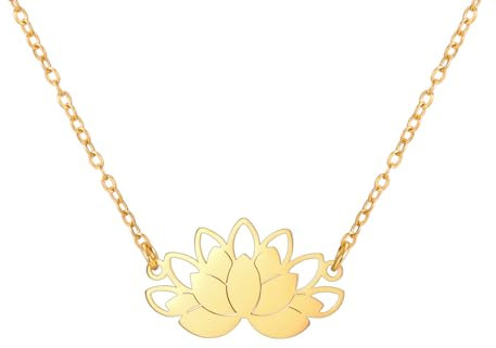 kkjoy Lotos Halskette Edelstahl Lotus Blume Yoga Symbol Anhänger Halskette Inspirational Schmuck für Frauen Charmante Damen