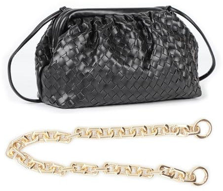NAARIIAN Gewebte Crossbody-Tasche für Damen, Abend-Clutch, Hobo, Cloud Bag, Designer-Handtaschen für Damen, Schwarz M, M:10(L) x 4.0(W) x 7.5(H)